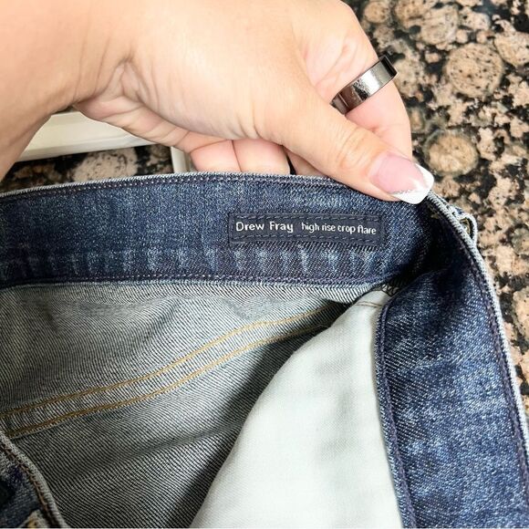 Citizens of Humanity Drew Crop Flare Frayed Hem High Rise Jeans Blue Size 30 - Picture 6 of 9